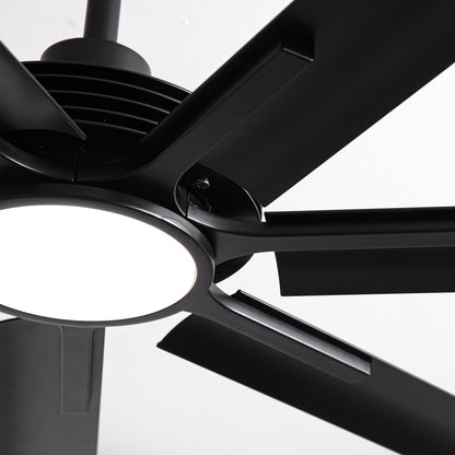 Ceiling Fan Industrial 84" Modern Black 7-Blade LED Light