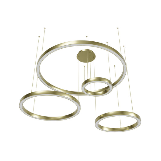 Aria 4-Ring Modern Brass LED Pendant Light