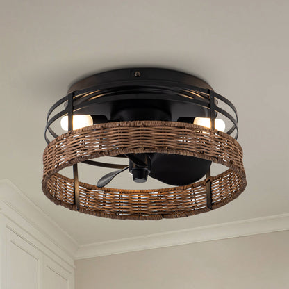13" 3-Light 3-Blade Rustic Farmhouse Ceiling Fan with Light