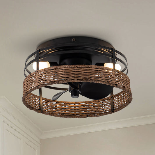 13" 3-Light 3-Blade Rustic Farmhouse Ceiling Fan with Light