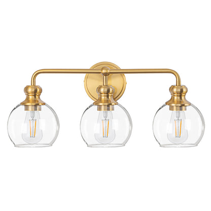 Irvine Gold Modern Clear Glass 3-Light Vanity Light