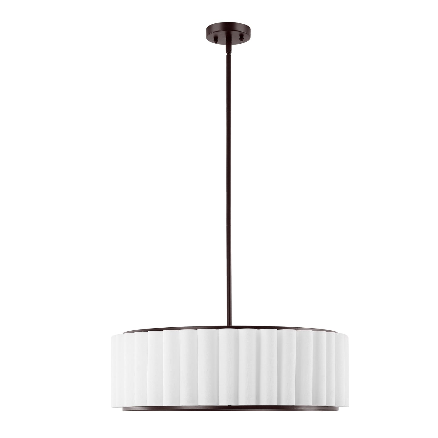 Modern Chandelier Bronze 24" 5-Light White Linen Shade