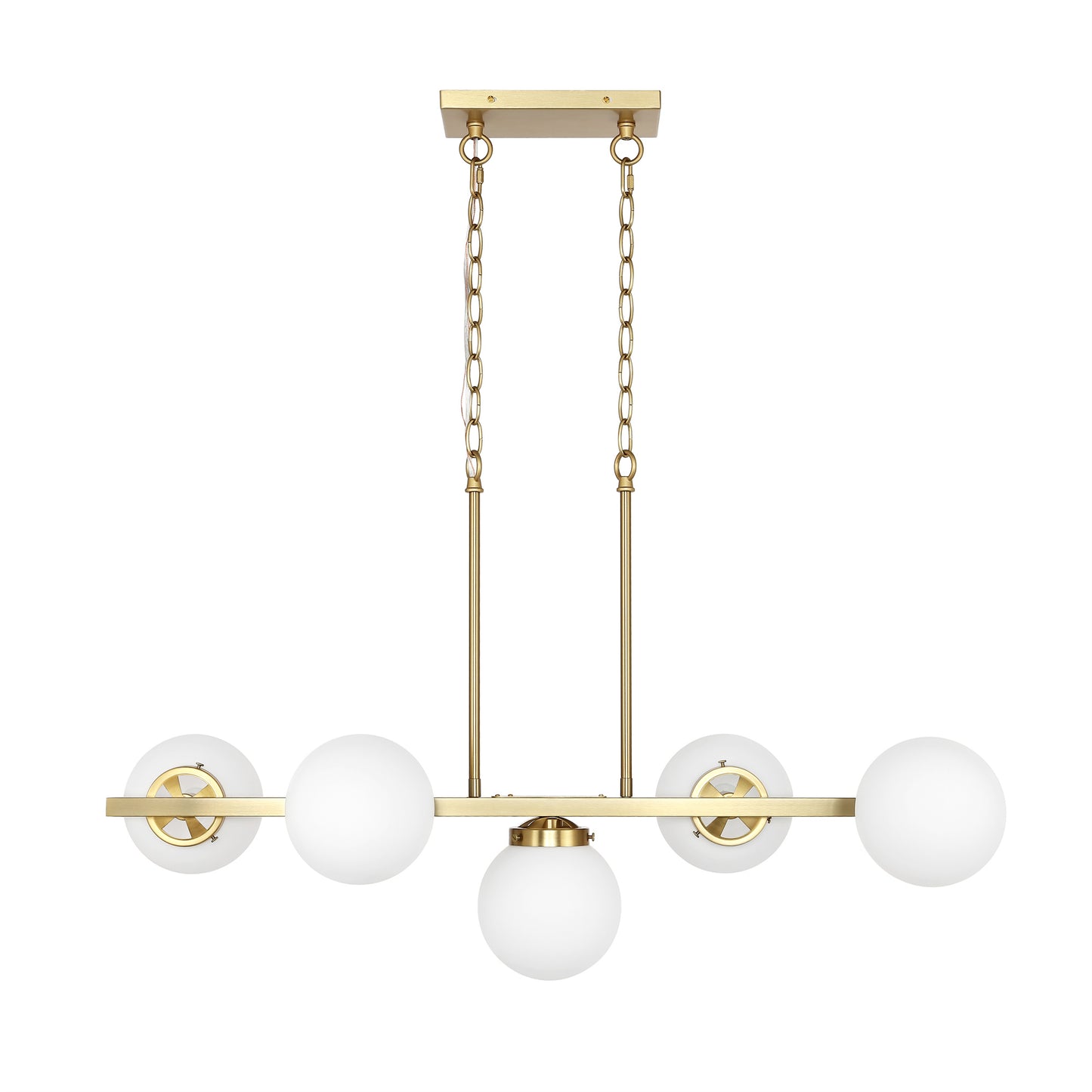 Modern Chandelier Sputnik Brass 5-Light Opal Glass 36"