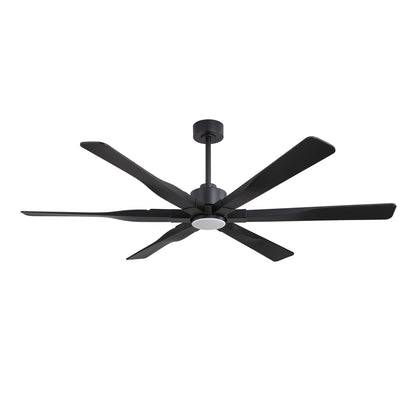 68" Matte Black Ceiling Fan with LED Light and Remote – 6-Blade Modern Fan