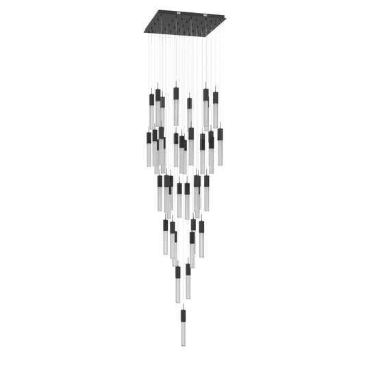 Boa 41-Light LED Matte Black Studded Glass Pendant Light
