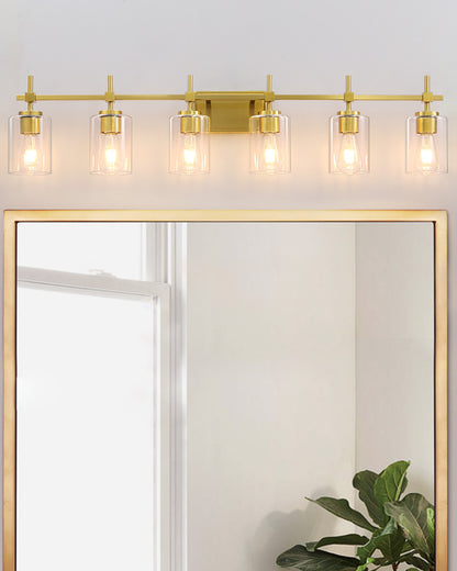 Jasper Gold Clear Glass 6-Light Bathroom Vanity Light