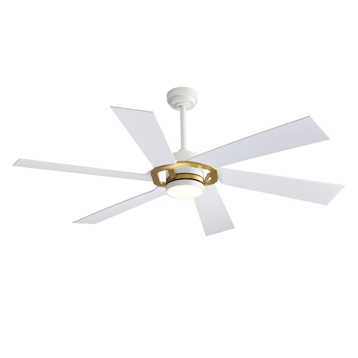 60" White & Gold Ceiling Fan with Light & Remote – Smart 6-Blade, DC Motor