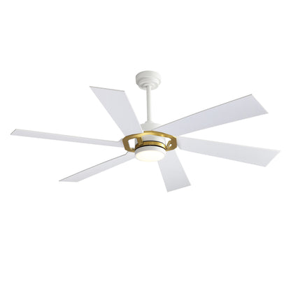 60" White & Gold Ceiling Fan with Light & Remote – Smart 6-Blade, DC Motor