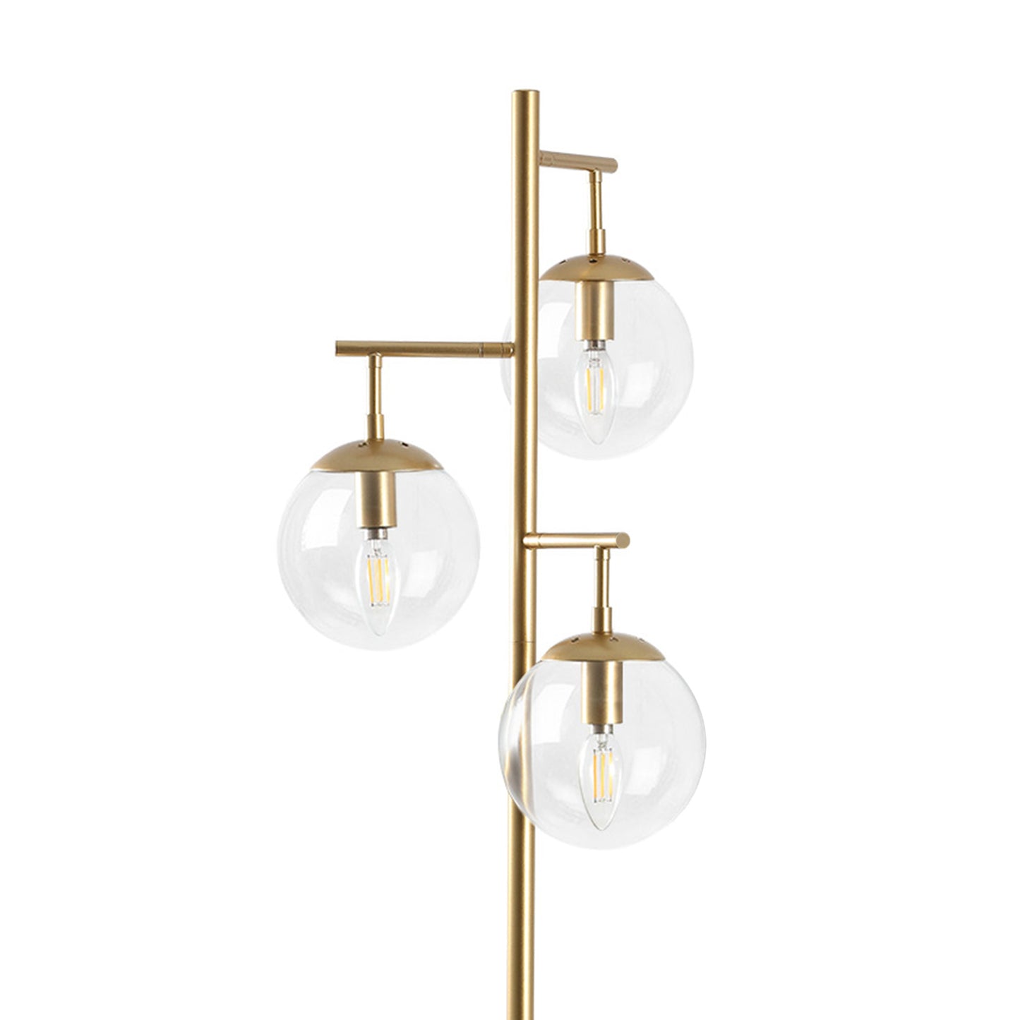 Floor Lamp Modern Brass 70" 3-Light Clear Glass Globes