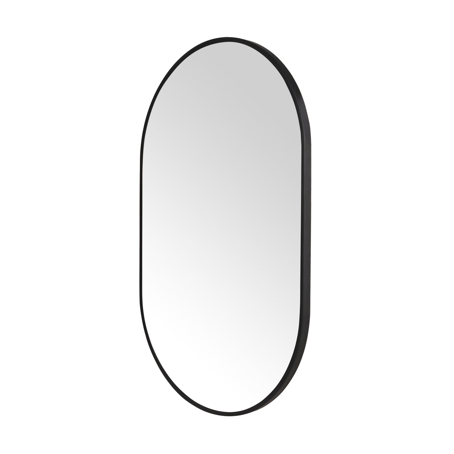 Wall Mirror 30x48" Modern Matte Black Framed Oval