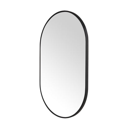 Wall Mirror 30x48" Modern Matte Black Framed Oval