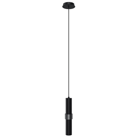 Cicada 1-Light Black With Knurled Black Pendant Light