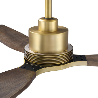 56" Gold Farmhouse Ceiling Fan with Light & Remote – 5-Blade, Quiet DC Motor, Indoor/Outdoor