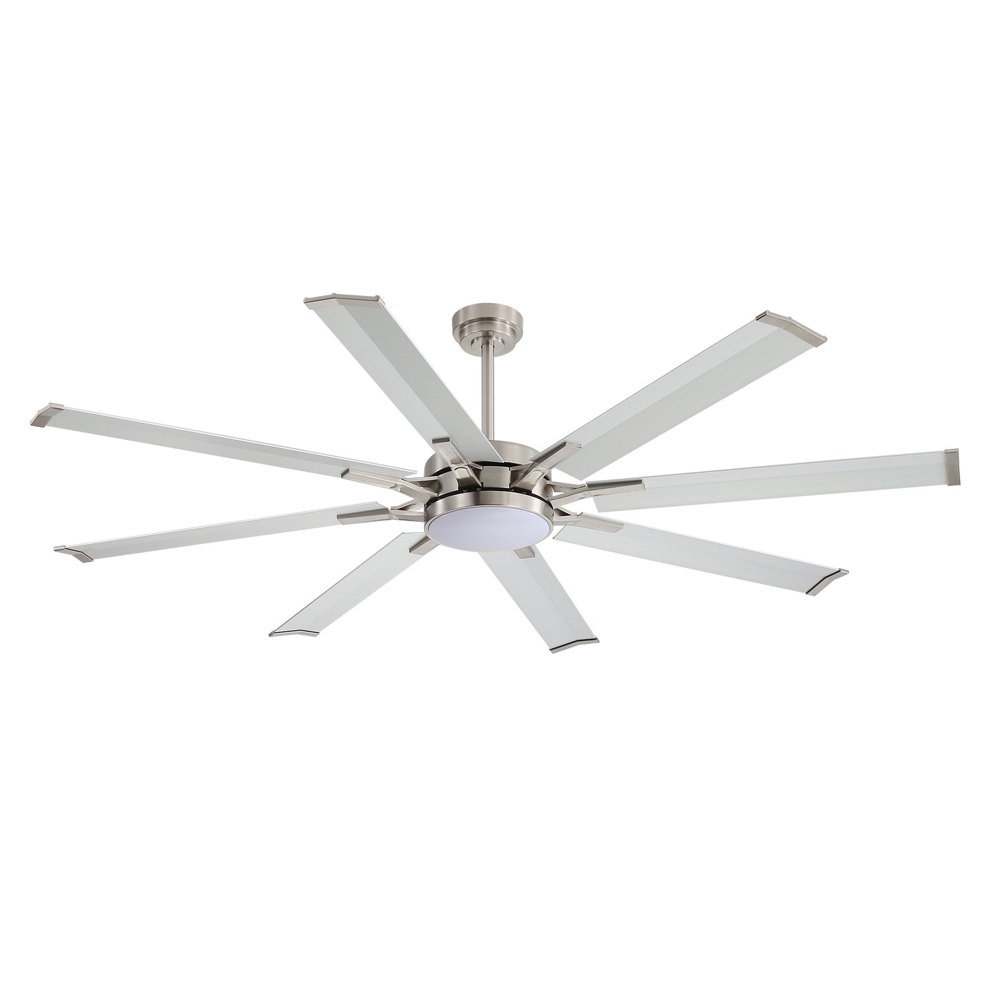Ceiling Fan 72" Industrial Nickel 8-Blade with LED Light