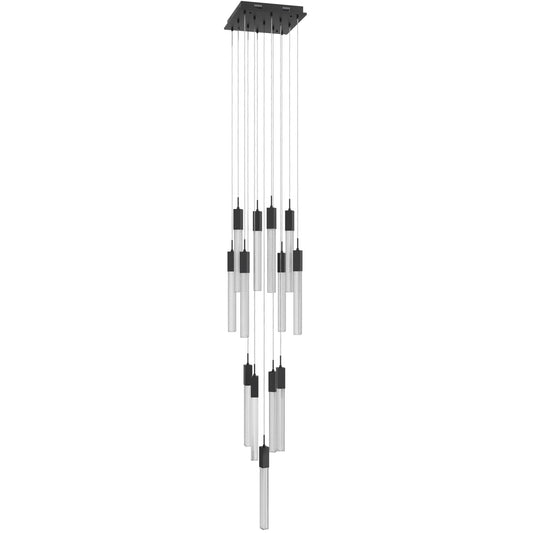 Boa 13-Light LED Matte Black Studded Glass Pendant Light