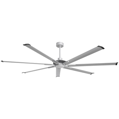 Ceiling Fan Industrial 100" Modern Silver 7-Blade LED Light