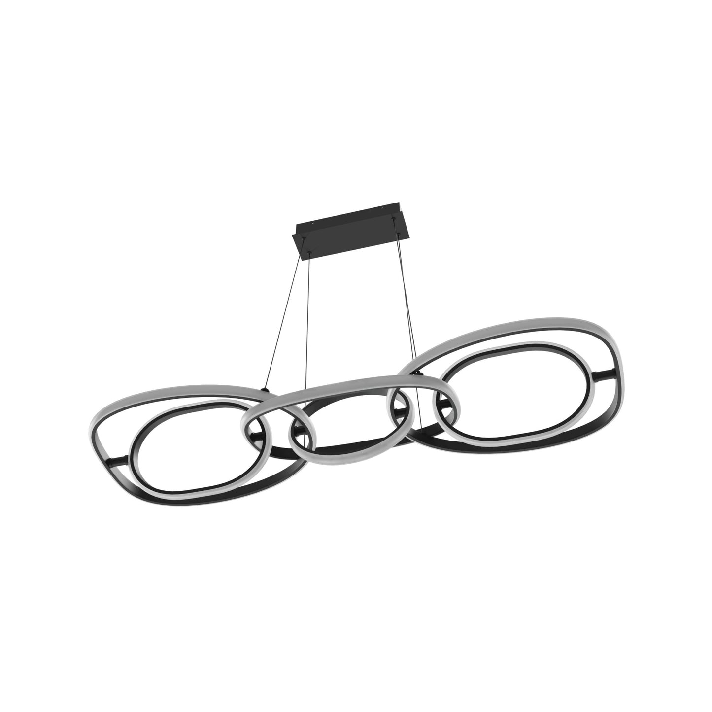 Circa Modern Black Looping 6 Ring Linear LED Pendant Light