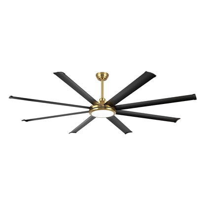 80" Gold and Black Ceiling Fan with LED Light and Remote – 8-Blade Large Room Fan