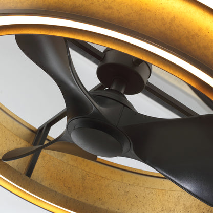32" Perimost Gold Caged LED Ceiling Fan