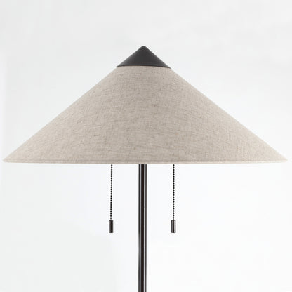 Floor Lamp Traditional Black 68" 2-Light Linen Shade