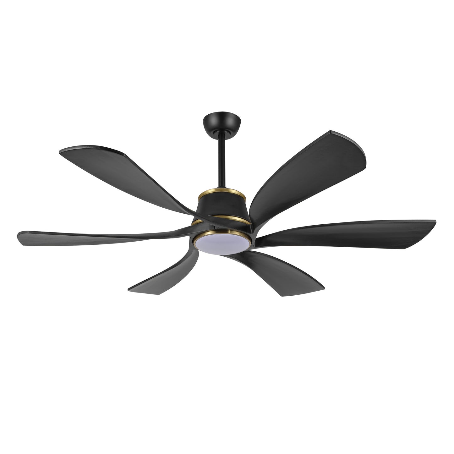 60" Matte Black Ceiling Fan with LED Light and Remote – Modern 6-Blade Smart Fan