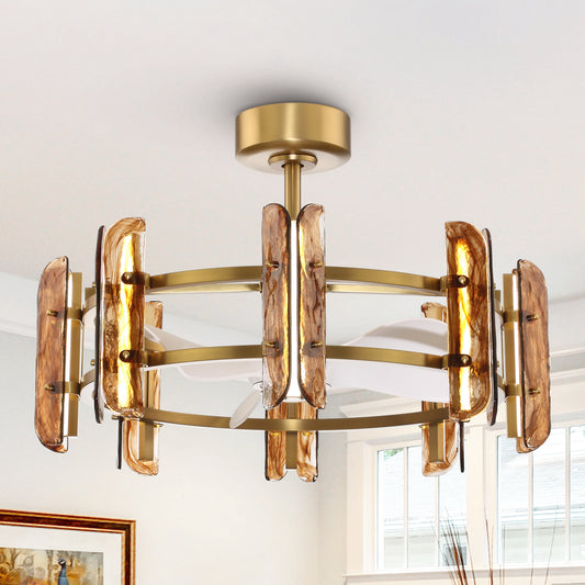 32" Perimost Modern Gold Glass LED Ceiling Fan