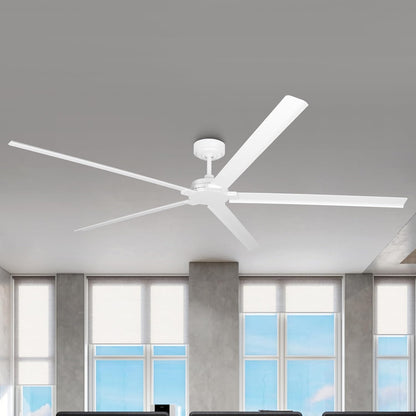 Ceiling Fan 72" Industrial 5-Blade White IPX4 Outdoor Use