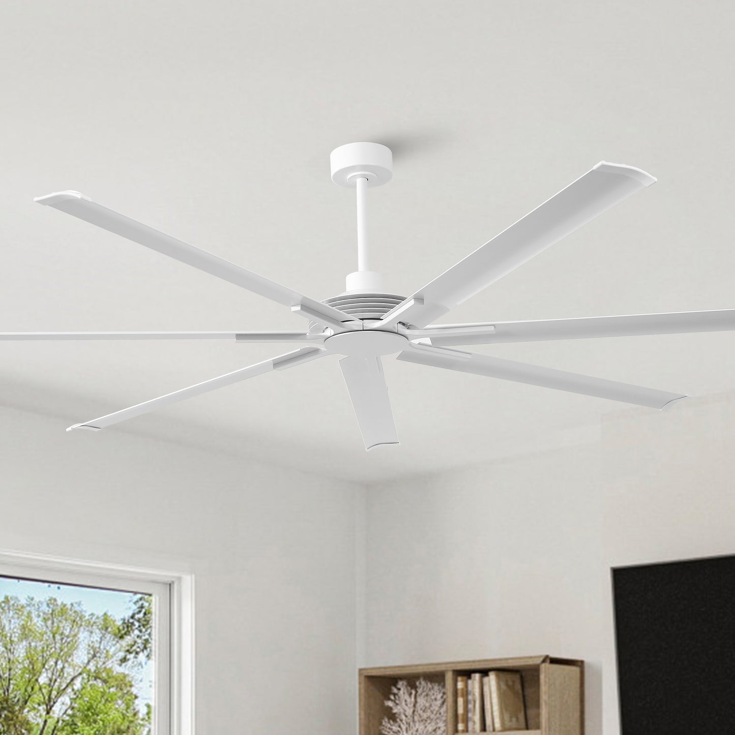 Ceiling Fan Modern 100" Industrial 7-Blade White Metal