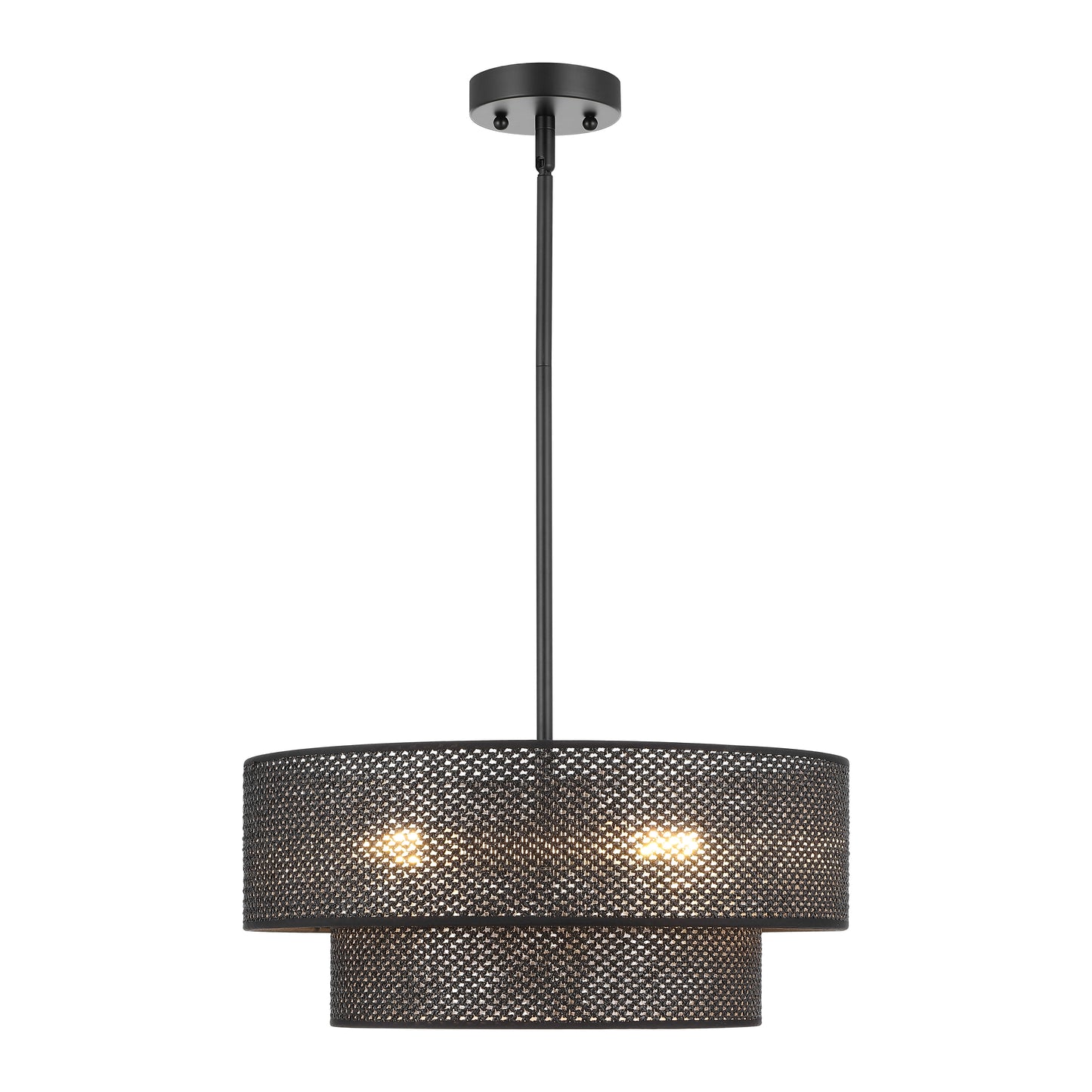 Modern Chandelier 18" 4-Light Black Woven Rattan Shade