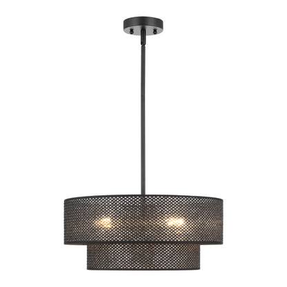 Modern Chandelier 18" 4-Light Black Woven Rattan Shade