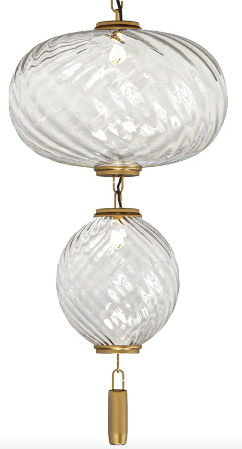 Modern Brass 2-Tier LED Pendant Light – Contemporary Linear Chandelier, Dimmable