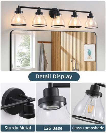 Hermosa Black 5-Light Bathroom Vanity Light