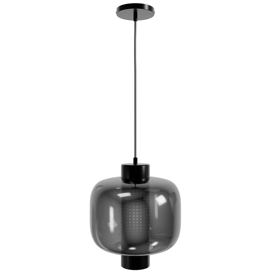 Cosmopolitan 9" 1-Light Gun Metal Glass Pendant Light
