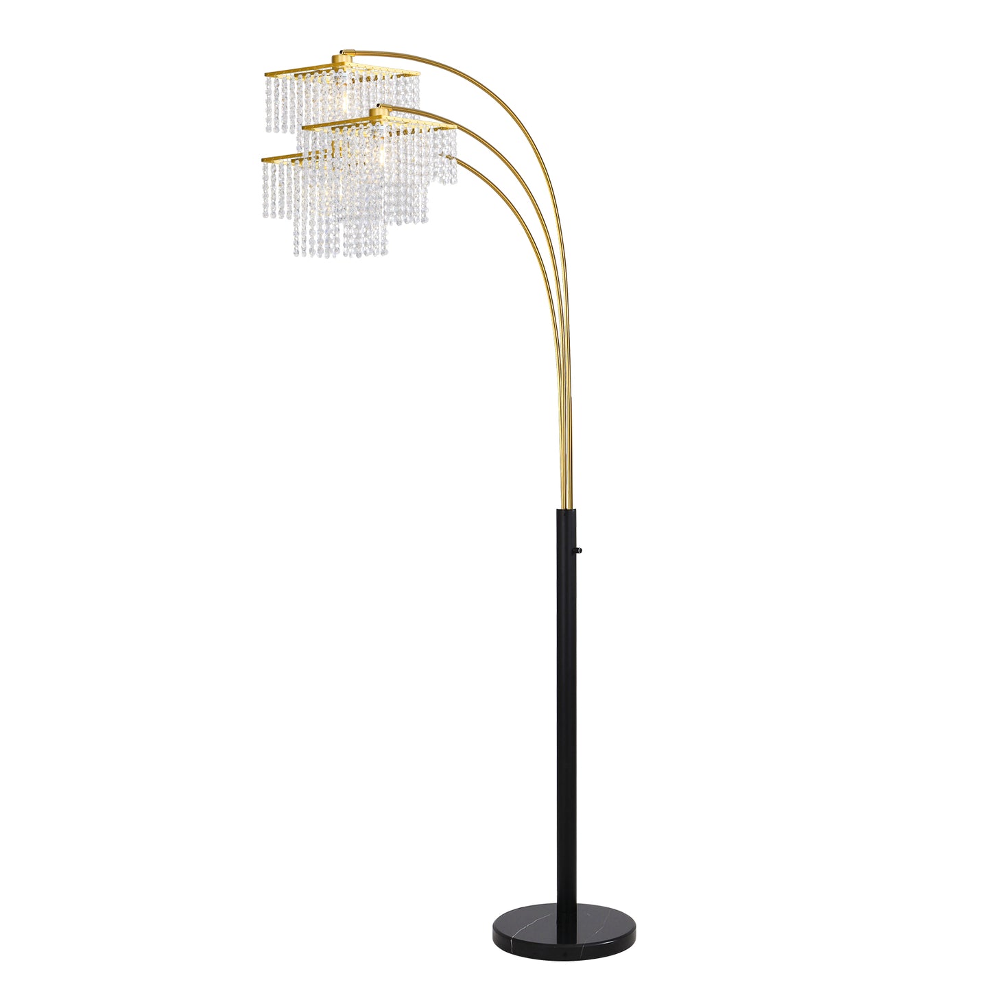 Brio 90" 3-Light Modern Gold Crystal Arc Floor Lamp