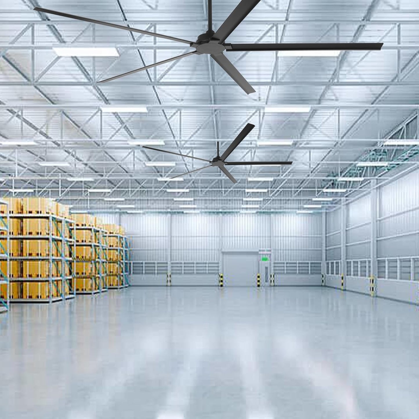 Ceiling Fan 84" Industrial 5-Blade Black IPX4 Outdoor Use