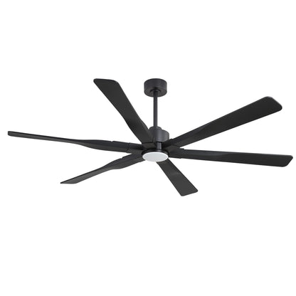78" Matte Black Ceiling Fan with LED Light and Remote – 6-Blade Large Room Fan