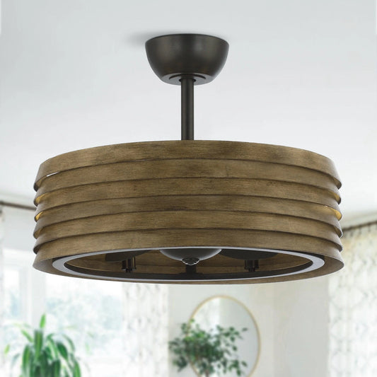 24" Farmhouse Reversible Fandelier Ceiling Fan with Light