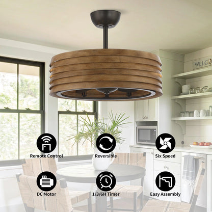 24" Farmhouse Reversible Fandelier Ceiling Fan with Light