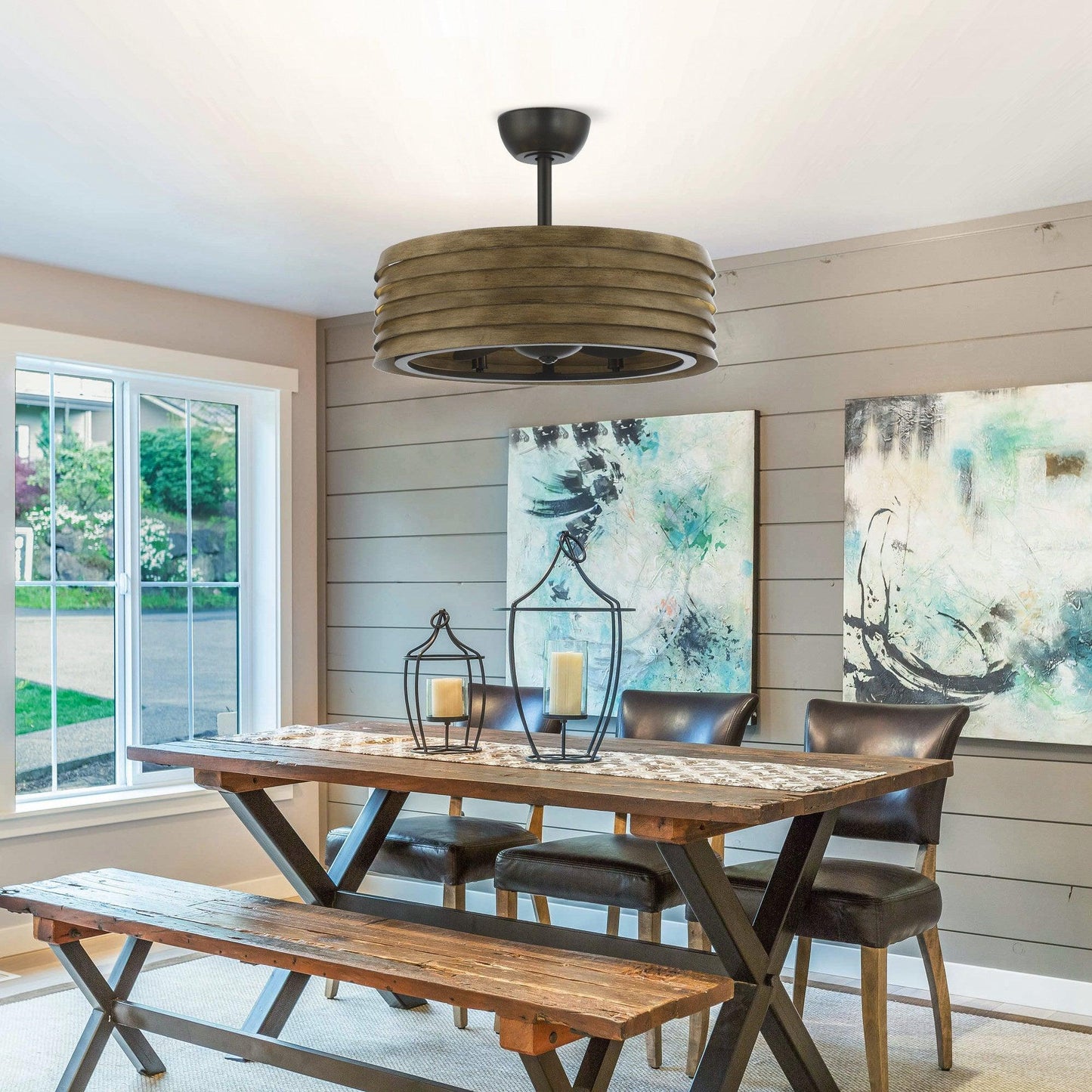 24" Farmhouse Reversible Fandelier Ceiling Fan with Light