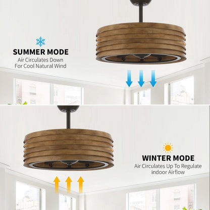 24" Farmhouse Reversible Fandelier Ceiling Fan with Light