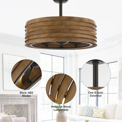 24" Farmhouse Reversible Fandelier Ceiling Fan with Light