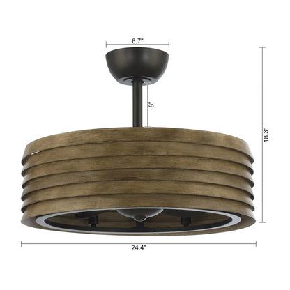 24" Farmhouse Reversible Fandelier Ceiling Fan with Light