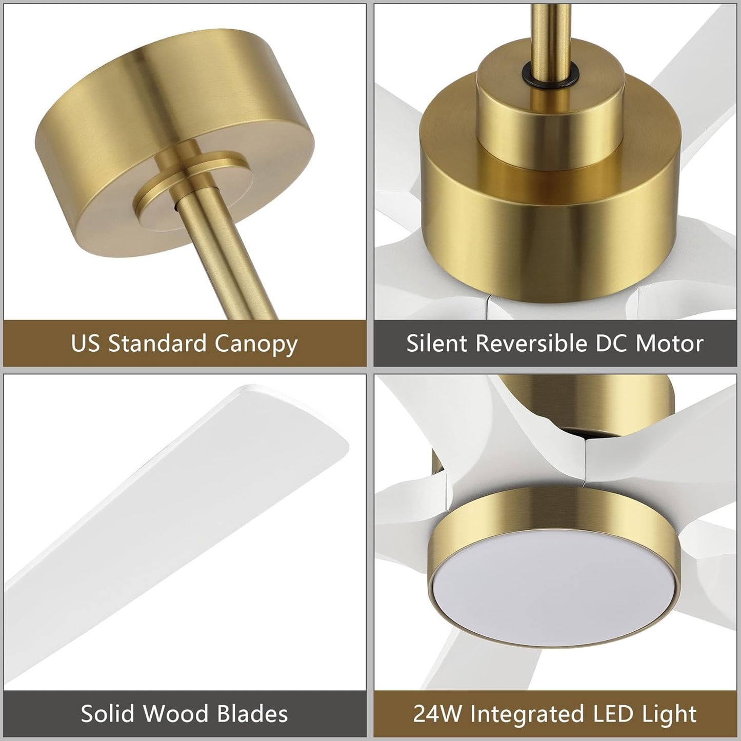AeroBlade 60" 5-Blade 6-Speed White & Gold Ceiling Fan with Light
