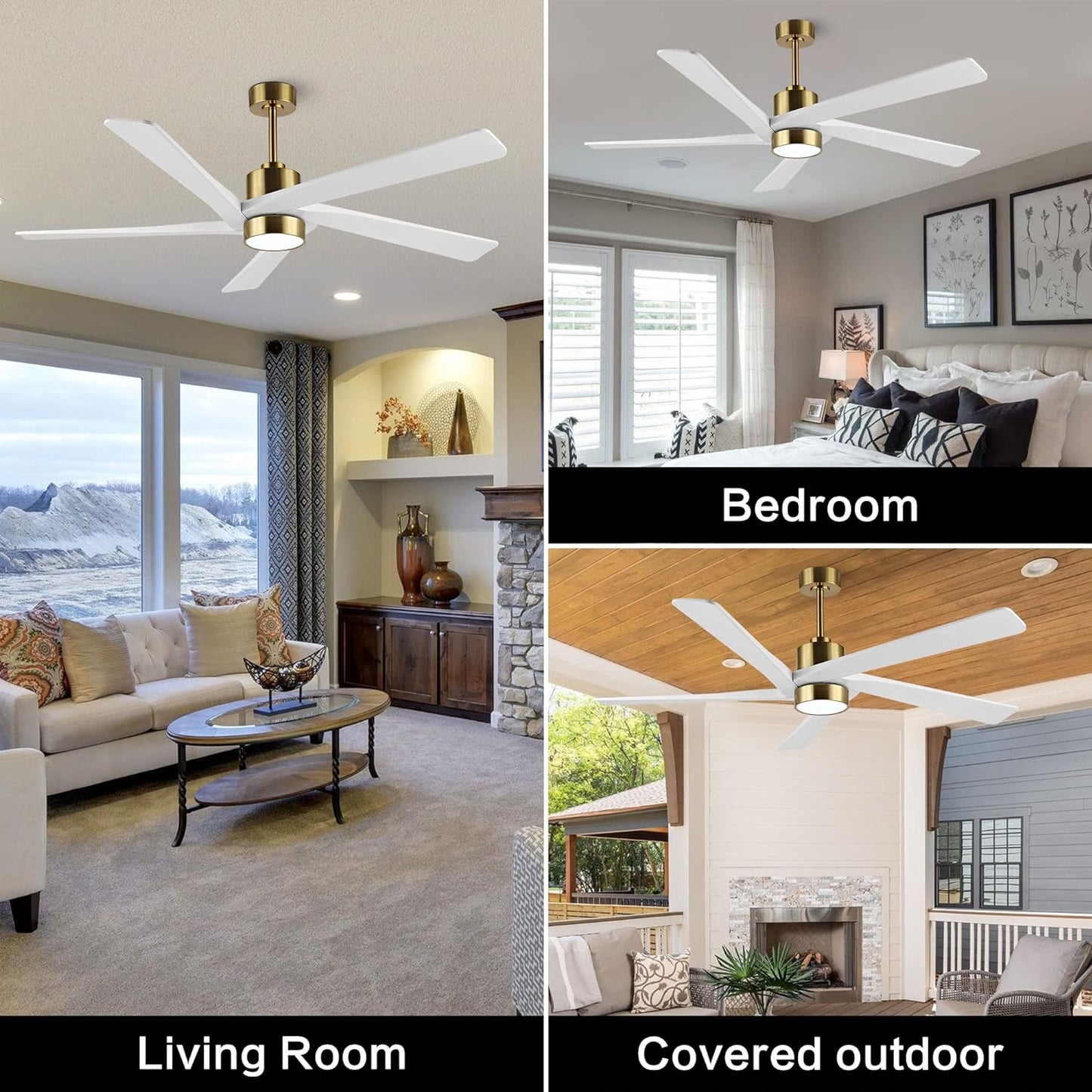 AeroBlade 54" 5-Blade 6-Speed White & Gold Ceiling Fan with Light