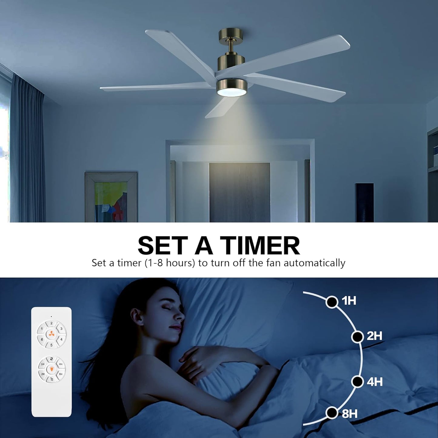 AeroBlade 54" 5-Blade 6-Speed White & Gold Ceiling Fan with Light