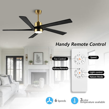 AeroBlade 54" 5-Blade 6-Speed Black & Gold Ceiling Fan with Light