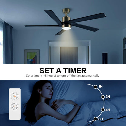 AeroBlade 54" 5-Blade 6-Speed Black & Gold Ceiling Fan with Light