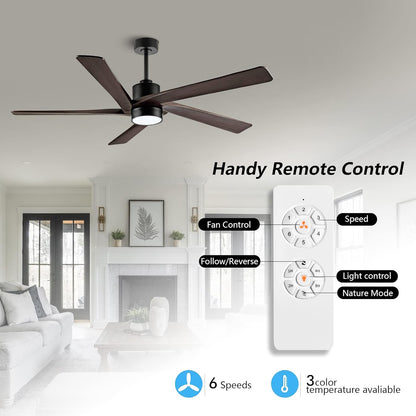 AeroBlade 64" 5-Blade 6-Speed Walnut & Black Ceiling Fan with Light