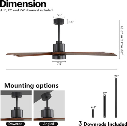 AeroBlade 72" 5-Blade 6-Speed Walnut & Black Ceiling Fan with Light