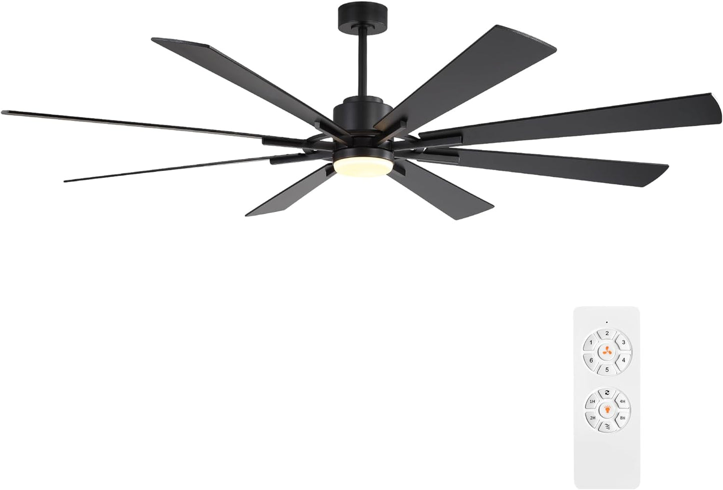 AeroBlade 80" 8-Blade 6-Speed Black Ceiling Fan with Light